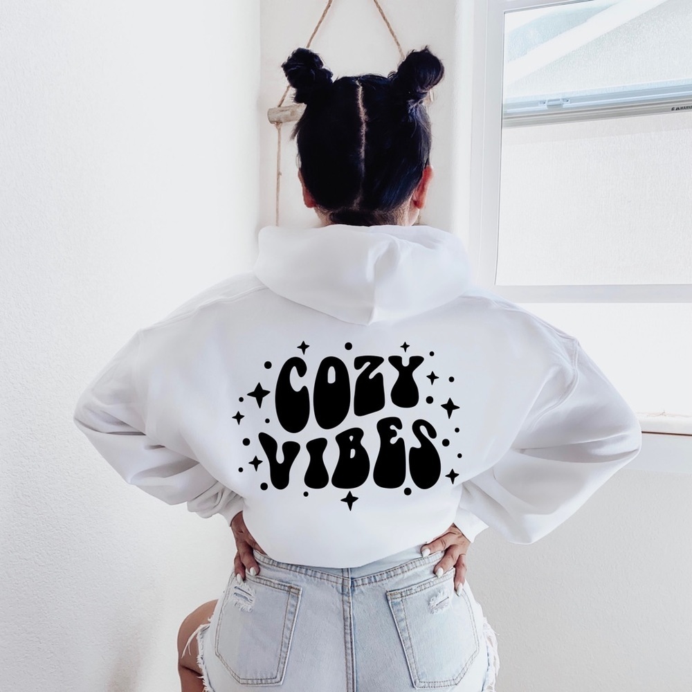 Graphic And Trendy “Cozy Vibes” Sweatshirt.